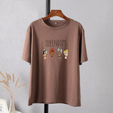 Gothic Character Printed T Shirt Women Harajuku Soft Summer Cotton Tshirt Korean Loose Tees Ins Casual Female