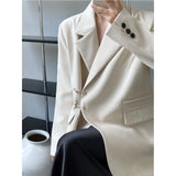 Flap Detailed Pin Up Oversized Blazer Black White Yellow Autumn Long Sleeve Design Casual Elegant Women