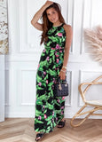 Printed Sweet O-Neck Sleeveless Beach Maxi