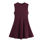 Women's Spring 2025 New Sleeveless Round-Necked Knitted Skating Dress Mini