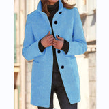 Autumn And Winter Women's New Ebay Retro Solid Color Button Collar Hair