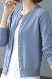 Cardigan Long Sleeve Women Sweaters Loose Knit Sweater Coat O- Neck New Solid Buttons Casual Chic Tops Clothes