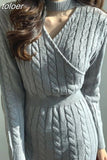Split Sweater Woman Dress Winter Clothes Knitting Dresses for Women Autumn Warm Casual Pollover 2023 Solid Thick