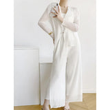 Folded Net Trousers Women Thin Fake Two Open Shirt Large Design Fashion Daily Set Of Casual