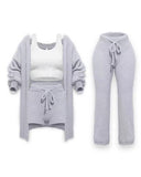 2025 New Knitted Plush Long-Sleeved Coat Vest Shorts Four-Piece Set + Three-Piece