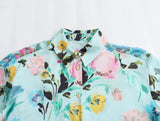 Spring Floral Printed Satin Shirt 2378109330-Outfit