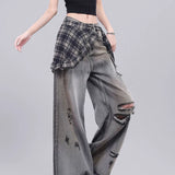 Cowboy Broad-Legged Trousers In Autumn Personality Painted New High-Waisted Loose Thin Temperament Casual