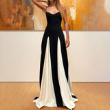 Spring Women's Fashion Temperament Slings Bumping Color Short-Sleeved Loose Swing