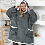 Hoodie Blanket With Sleeves Plaid Sweatshirt Winter Fleece Pullover Female Sherpa Giant Moleton Hoody Sweat Femme
