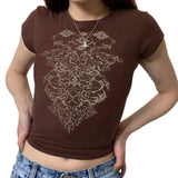Women Goth Clothes y2k Crop Tops Summer 2024 T shirts Grunge 2000s Trashy Aesthetic Short Sleeve Tees Young Girls Streetwear-Outfit