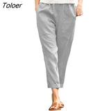 Ankle Length Cropped Pants Women Solid Color Casual Trousers Comfortable Breathable Lady Pants Elegant All-Match
