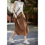 New 细细细细细 Art 褶皱 Fairy Hundred Folded Skirt Silk Slippery Pendant Half Body
