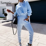 Casual Women Autumn Tracksuit Set Long Sleeve Sport Velvet Hoodies Tops And Pants Two Piece Set Sweatpants Suit