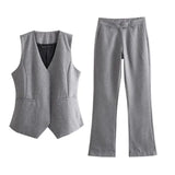 Asymmetrical Vest 9427556 Low Waist Straight Trousers 1478229 Set-Outfit