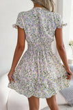 Tie Front Cutout Smocked