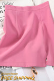 2023 Elegant Women A-line High-Waist Split Mini Skirts Preppy Style Skirts Solid Casual OL Skirts For