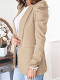 Women's Puff Sleeve Jackets For Women 2023 Spring Autumn Fashion Solid Pocket Coats Casual Office Lady White Blazers-Outfit