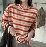 Vintage Striped Oversized Long Sleeve Tee-Outfit