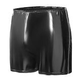 Toloer Men's PVC Mirror Bright Leather Casual Shorts Sexy Zipper Open File Lederhoers Size Accurate-Outfit