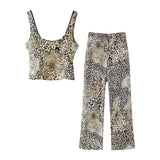 Summer Animal Print Blouse 7989400 Straight Trousers 8017402-Outfit