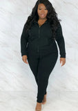 Plus Size Casual Backside Letter Print Hoodies And Pant 2 Piece