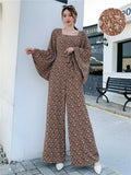 Jumpsuits Woman Dolka Pot High Waist V-neck Chiffon Loose Skinny Elegant