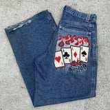 Year's New Skeleton Embroidered Jeans For Men's Casual Street Style Korean Version Of The Trend Is Loose-Outfit