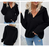V-Neck Turndown Collar Regular Pullover