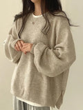Oversized Split Hem Pullover Sweater-Outfit