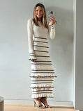 Leaf Side Knitted Dress Autumn And Winter 2025 Impact Color Splicing Elegant Retro