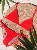 Three-Point Strap Bikini Solid Color Low-Waisted Split Swimsuit Woman 2025 New