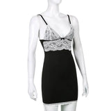 Hollow Out Goth New Dress Women Striped V Neck Sexy Mini Dresses Dark Academia Aesthetic 90s Cute Kawaii