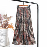 Summer Chiffon Beach Boho Maxi Women Skirt High Waist Floral Print Vintage Holiday Ruched Long Fashion Skirts