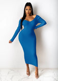 Knitting V-Neck Long Bodycon