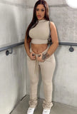 Sleeveless Crop Top and Sweatpants Two Piece