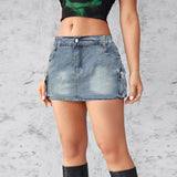 Summer New Cowboy Short Skirt Women Retro Elastic Tight Body Bag Hip