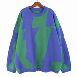 Blue Big Size Knitting Sweater Loose Fit Round Neck Long Sleeve Women Pullovers New Fashion Autumn Winter 2022