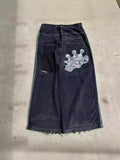 Hiphop New Spring Hip-Hop Style Straight Jeans With Loose Broad Legs-Outfit