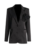 Fashion Temperament Elegant Wind Flower Splicing Design Blazer 2025 New Three-Dimensional Decorative Solid Color Suit