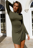 Casual Long Sleeve Irregular Mini