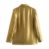 Early Spring, The New Gold Straight-Cut Suit Jacket 8753599 Vertical Trousers Suit-Outfit