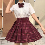 Women Jk Skirts High Waist Students School Uniform Pleated A-Line Mini Plaid Harajuku Preppy