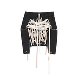 Casual Bandage Cross Mini Skirt For Women High Waist Black Streetwear Skirts Female Fashion New Clothing