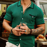 Men's New Summer Men's Knits Business Casual Pocket Polo Shirts