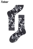 Harajuku Style Men Socks Black White Plaid Dot Cat Pattern Happy Socks New 2023 Hip Hop Combed Cotton