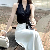 Sexy Casual Blouse Tops Women France V-Neck Design Sweet Strap Blouse Tops Summer 2021 Sleeveless Beach Outing Tops