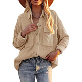 Women's 2025 New Autumn And Winter Shirt Solid Color Loose Wick Pocket Long-Sleeved Sleeve Shirt