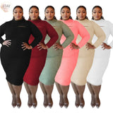 Plus Size Knit Dresses for Women 2021 Elegant Solid Hollow Out Super Stretchy Maxi Dress High Quality Wholesale