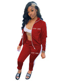 Label 2 piece outfits Women sweatsuit striped sets Zip Top Leggings sweatpants jogger fall clothes Wholesale