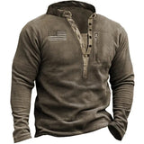 Tops Men Splice V Neck Casual Loose Regular Thick Top Full Sleeve Button Sweatshirt Simple Autumn Winter 2024-Outfit